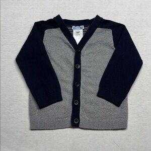 Jacadi Gray and Navy Button-Up Cardigan